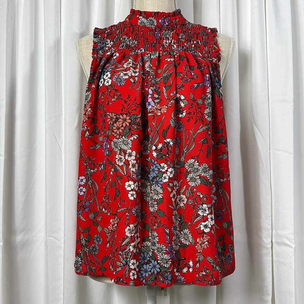 Kenar S/P Red Floral Sleeveless Blouse